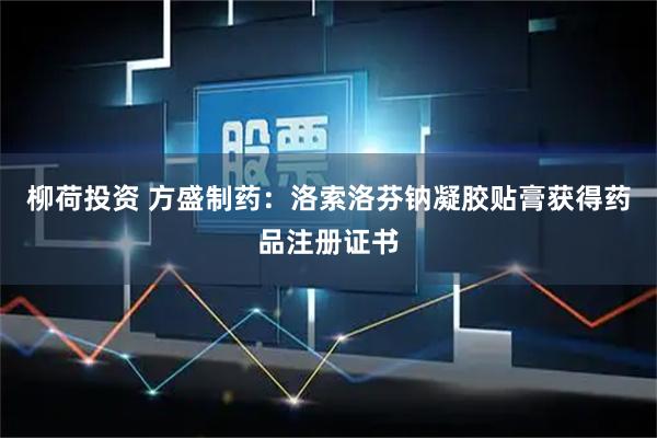 柳荷投资 方盛制药：洛索洛芬钠凝胶贴膏获得药品注册证书